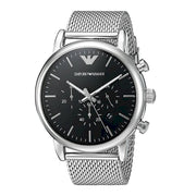  Shop Authentic Emporio Armani Luigi Black Dial Silver Mesh Bracelet Watch For Men - AR8032 - Luxxuri