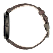  Shop Authentic Gucci Interlocking G 18K Gold Black Dial Brown Leather Strap Watch For Women - YA133304 - Luxxuri