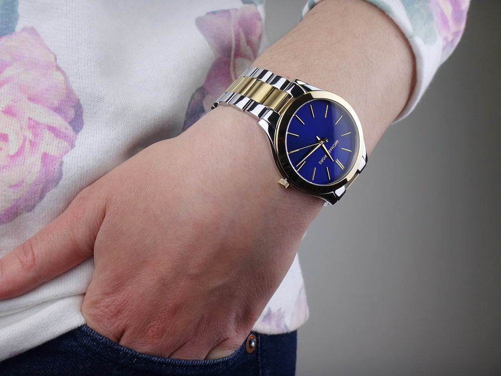  Shop Authentic Michael Kors Slim Runway Blue Dial Two Tone Steel Strap Watch for Women - MK3479 - Luxxuri