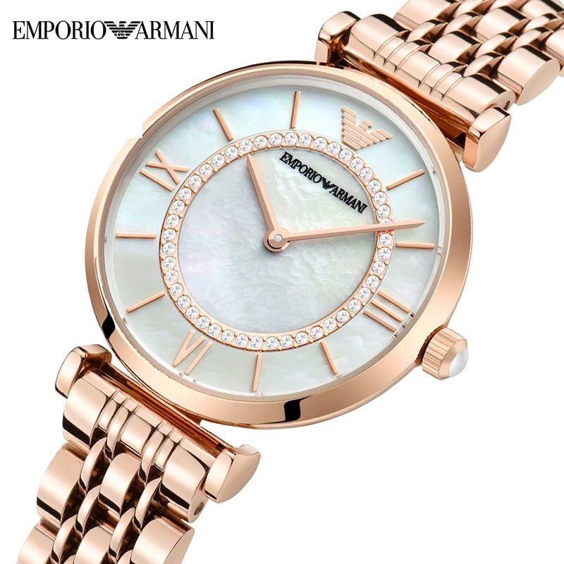  Shop Authentic Emporio Armani Gianni T Bar Mother of Pearl Rose Gold Stainless Steel Strap Watch For Women - AR1909 - Luxxuri