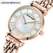  Shop Authentic Emporio Armani Gianni T Bar Mother of Pearl Rose Gold Stainless Steel Strap Watch For Women - AR1909 - Luxxuri