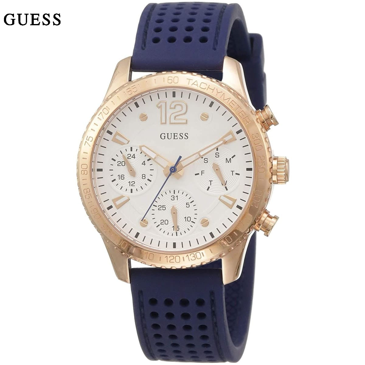  Shop Authentic Guess Marina Multifunction White Dial Blue Rubber Strap Watch for Women - W1025L4 - Luxxuri