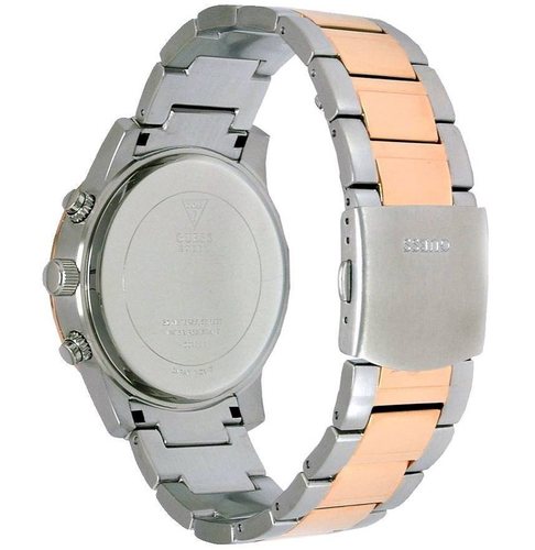  Shop Authentic Guess Exec Chronograph White Dial Two Tone Steel Strap Watch for Men - W0075G2 - Luxxuri