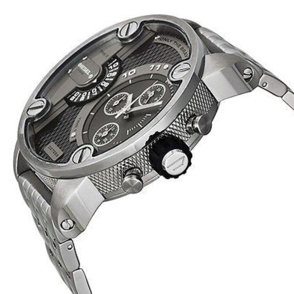  Shop Authentic Diesel Little Daddy Chronograph Black Dial Silver Steel Strap Watch For Men - DZ7259 - Luxxuri
