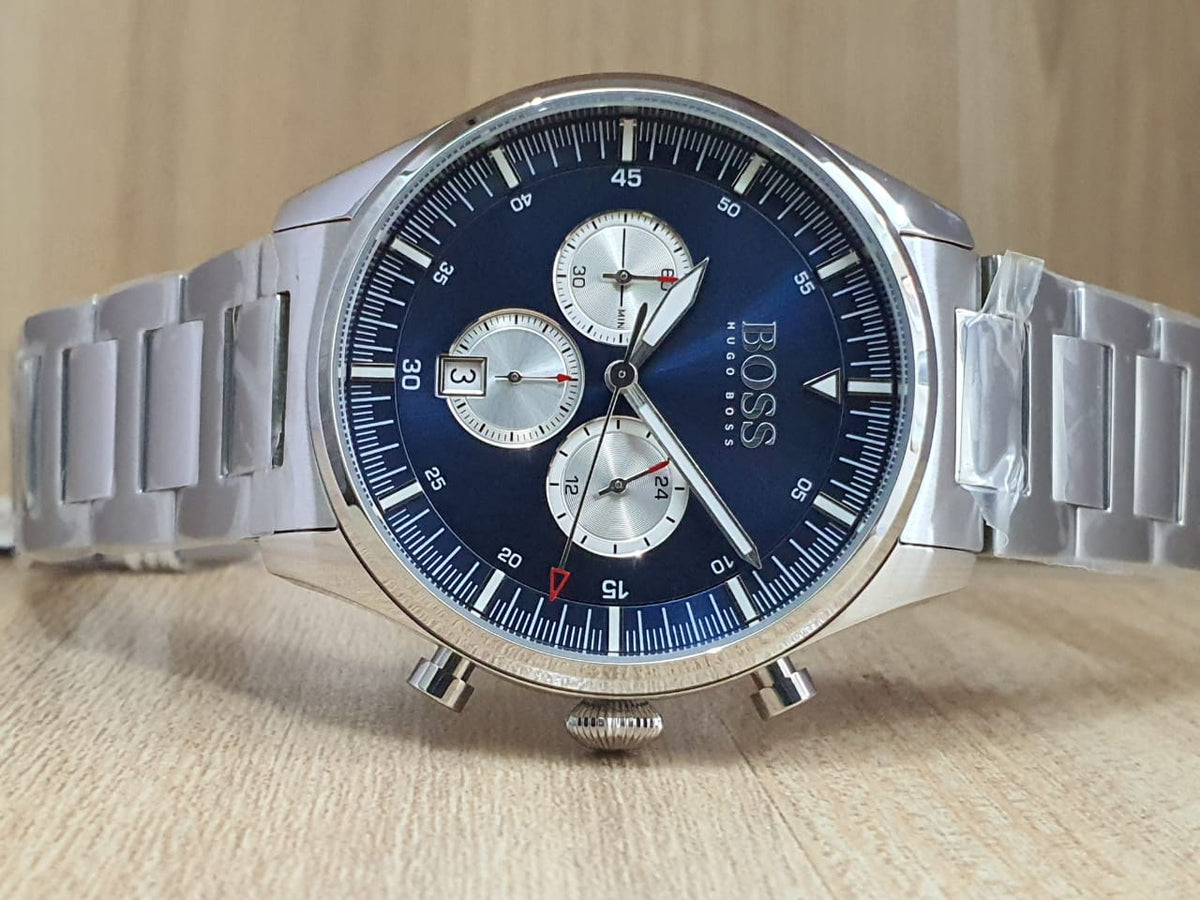  Shop Authentic Hugo Boss Pioneer Blue Dial Silver Steel Strap Watch for Men - 1513713 - Luxxuri