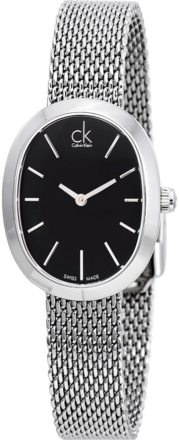  Shop Authentic Calvin Klein Incentive Black Dial Silver Mesh Bracelet Watch for Women - K3P23121 - Luxxuri