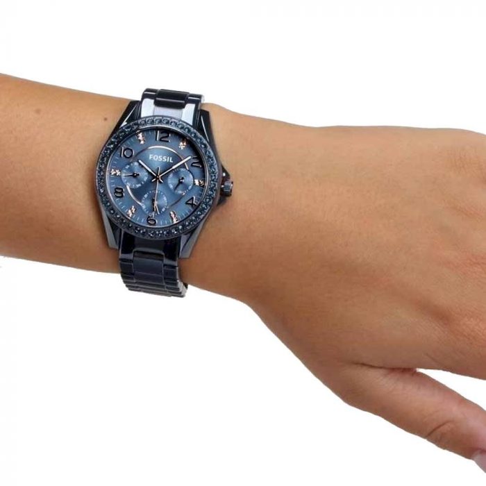  Shop Authentic Fossil Riley Quartz Blue Dial Blue Steel Strap Watch for Women - ES4294 - Luxxuri