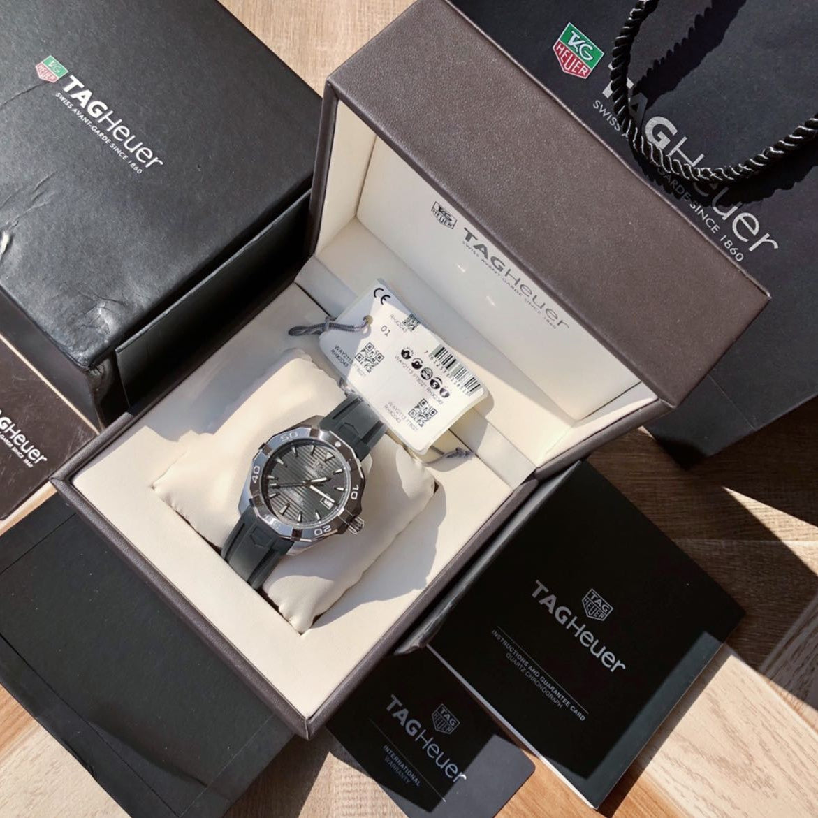  Shop Authentic Tag Heuer Aquaracer Caliber 5 Automatic Black Dial Black Rubber Strap Watch for Men - WAY2113.FT8021 - Luxxuri