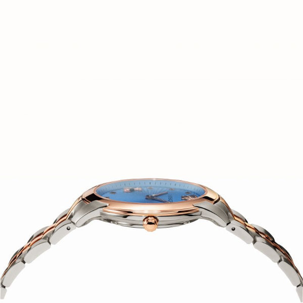  Shop Authentic Versace Audrey Quartz Blue Dial Two Tone Steel Strap Watch for Women - VELR00619 - Luxxuri