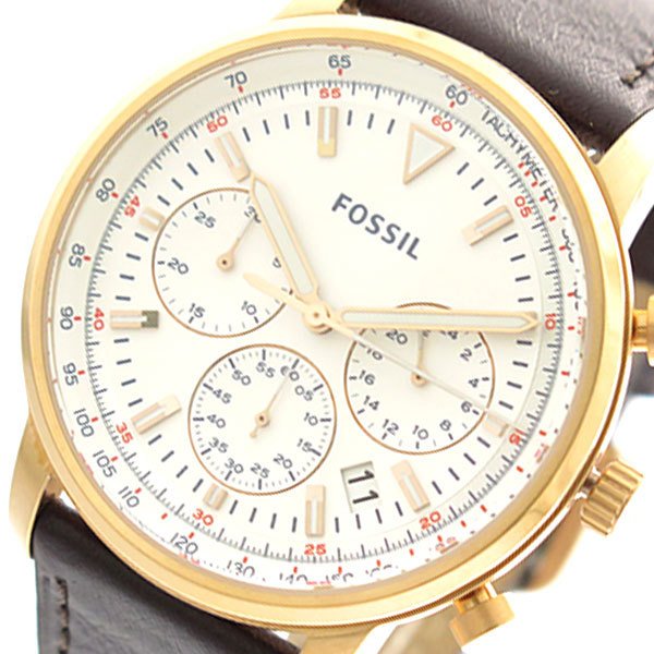  Shop Authentic Fossil Goodwin Chronograph White Dial Brown Leather Strap Watch for Men - FS5415 - Luxxuri