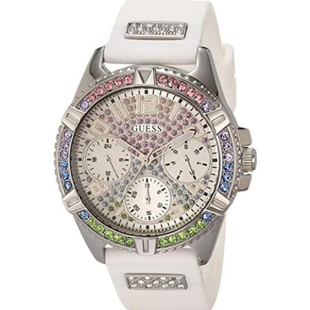  Shop Authentic Guess Frontier Diamonds Silver Dial White Rubber Strap Watch for Women - GW0045L1 - Luxxuri