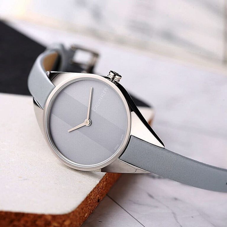  Shop Authentic Calvin Klein Rebel Grey Dial Grey Leather Strap Watch for Women - K8P231Q4 - Luxxuri