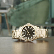  Shop Authentic Guess Sparkler Diamonds Black Dial Gold Steel Strap Watch for Women - GW0111L2 - Luxxuri