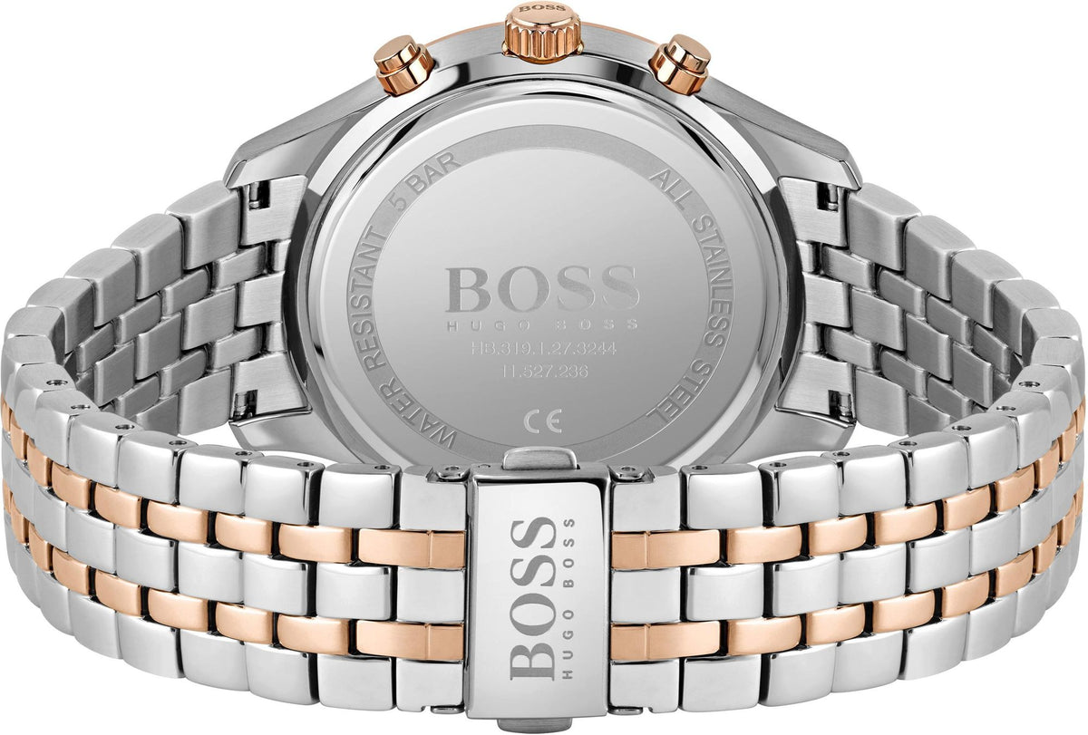 Shop Authentic Hugo Boss Associate Chronograph Black Dial Two Tone Steel Strap Watch for Men - 1513840 - Luxxuri
