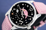  Shop Authentic Gucci G-Timeless Moonphase Black Dial Pink Leather Strap Watch For Women - YA1264046 - Luxxuri