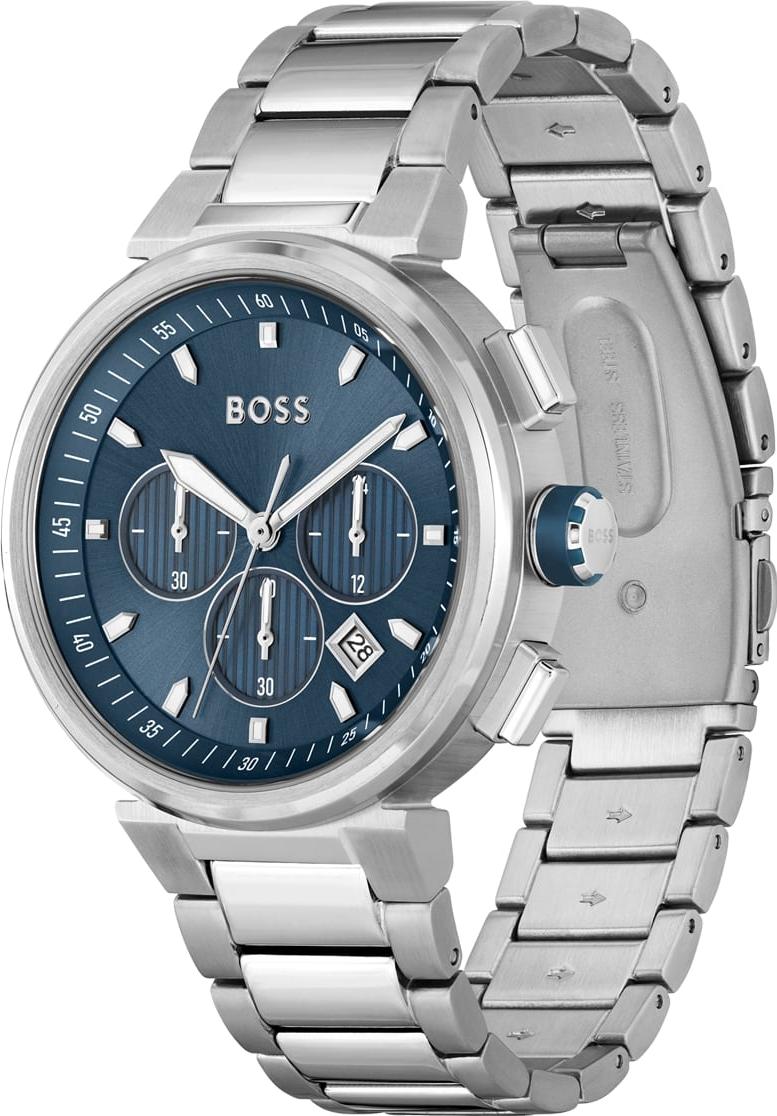  Shop Authentic Hugo Boss One Chronograph Blue Dial Silver Steel Strap Watch For Men - 1513999 - Luxxuri