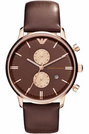  Shop Authentic Emporio Armani Classic Chronograph Brown Dial Brown Leather Strap Watch For Men - AR0387 - Luxxuri