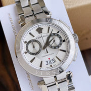  Shop Authentic Versace Aion Chronograph White Dial Silver Steel Strap Watch for Men - VBR040017 - Luxxuri