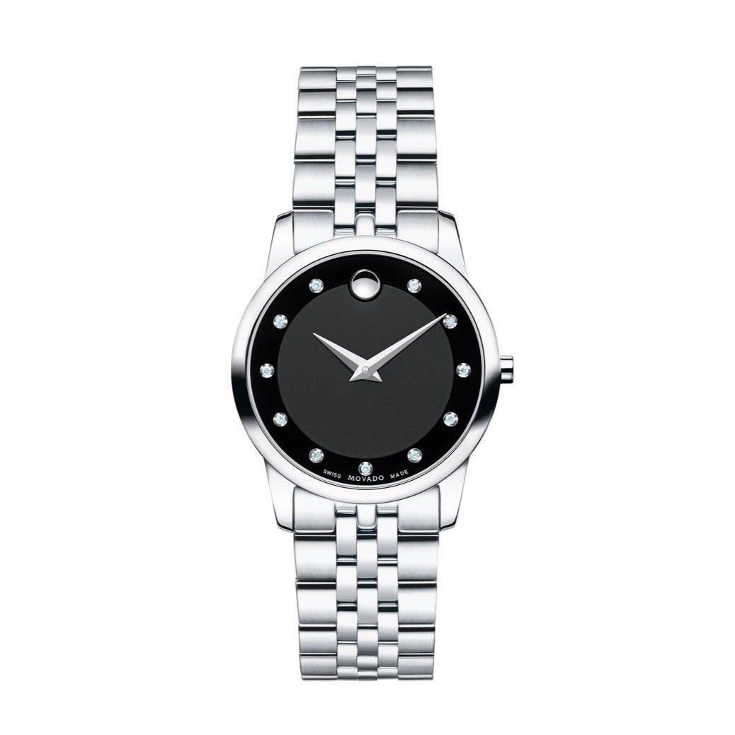  Shop Authentic Movado Museum Classic Black Dial Silver Steel Strap Watch For Women - 0606858 - Luxxuri