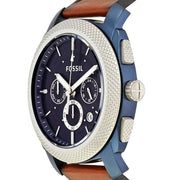  Shop Authentic Fossil Machine Chronograph Blue Dial Brown Leather Strap Watch for Men - FS5232 - Luxxuri