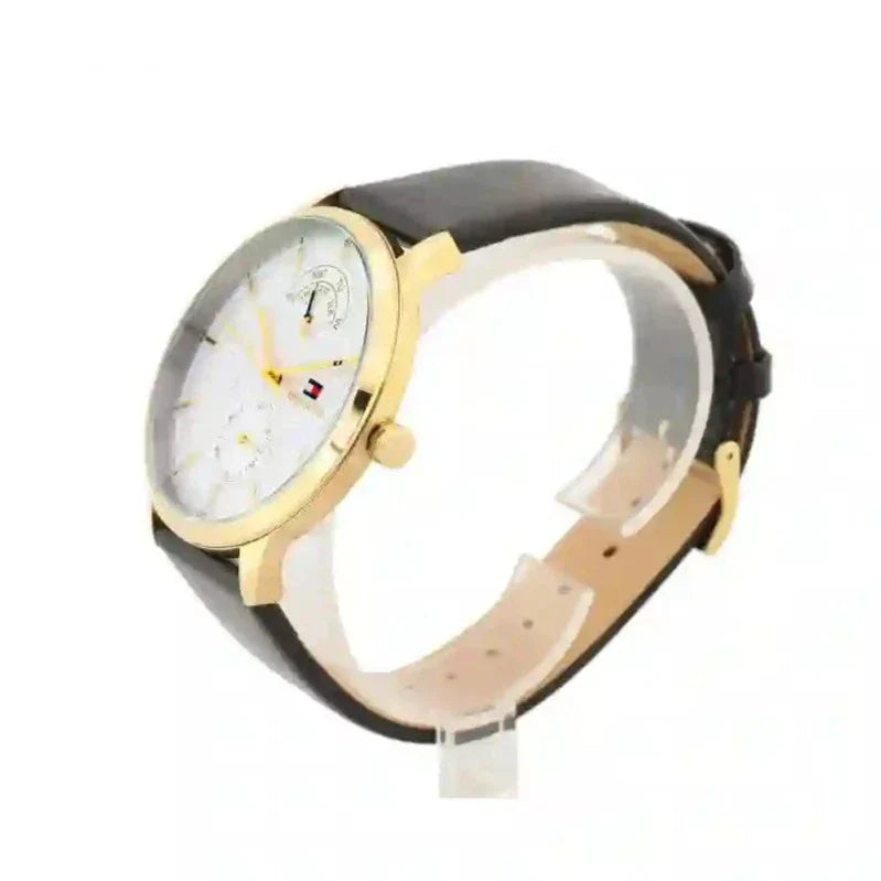  Shop Authentic Tommy Hilfiger Hunter White Dial Black Leather Strap Watch for Men - 1791606 - Luxxuri