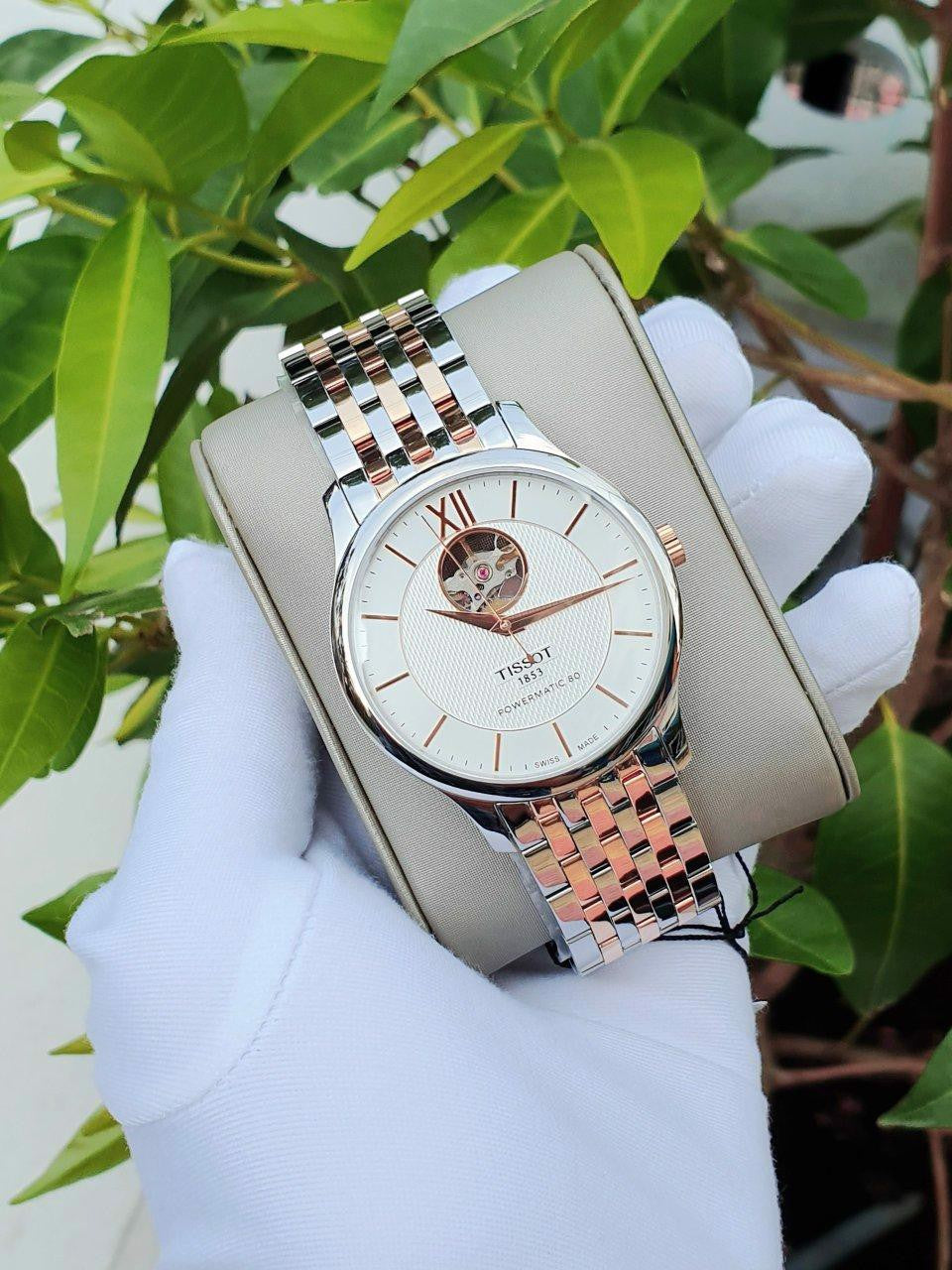  Shop Authentic Tissot Tradition Powermatic 80 Open Heart Silver Dial Two Tone Steel Strap Watch For Men - T063.907.22.038.01 - Luxxuri