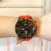  Shop Authentic Fossil Bannon Chronograph Grey Dial Orange Silicone Strap Watch for Men - BQ2500 - Luxxuri