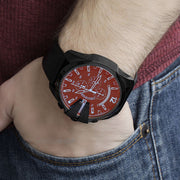  Shop Authentic Diesel Mega Chief Black Dial Black Leather Strap Watch For Men - DZ4323 - Luxxuri
