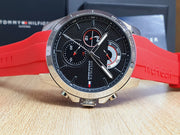  Shop Authentic Tommy Hilfiger Decker Quartz Black Dial Red Rubber Strap Watch for Men - 1791351 - Luxxuri