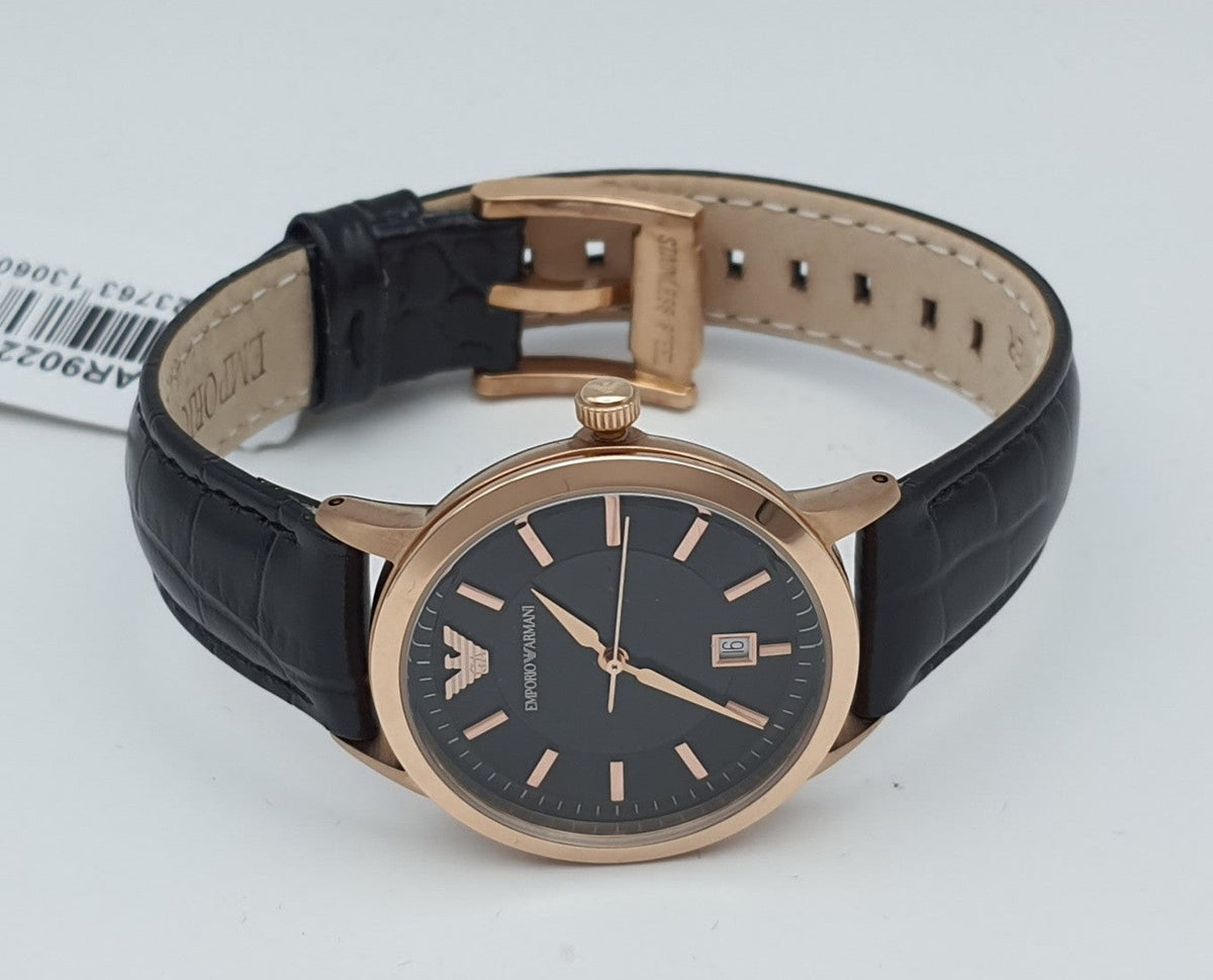  Shop Authentic Emporio Armani Classic Black Dial Black Leather Strap Watch For Women - AR9022 - Luxxuri
