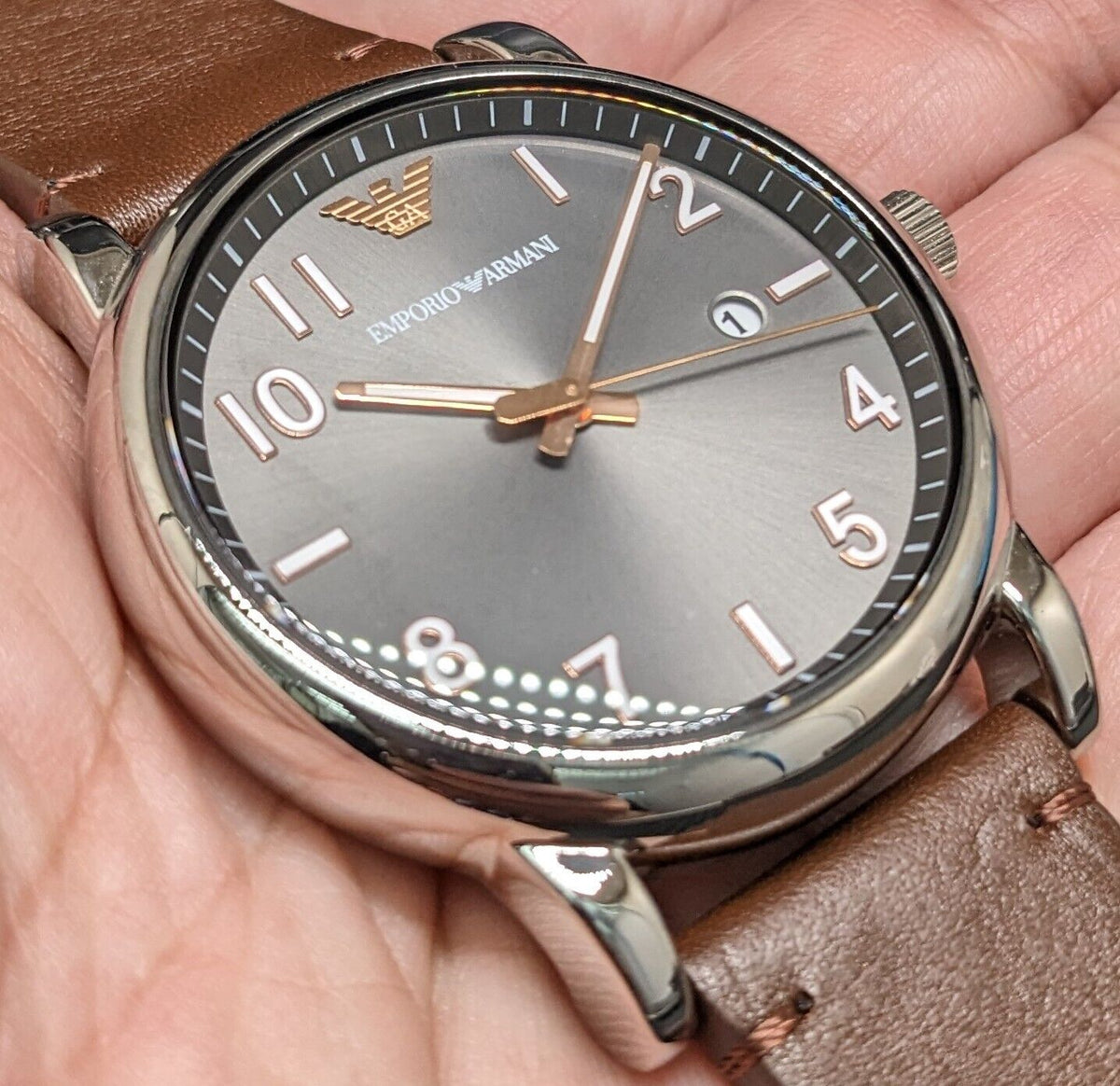 Shop Authentic Emporio Armani Luigi Quartz Grey Dial Brown Leather Strap Watch For Men - AR11175 - Luxxuri