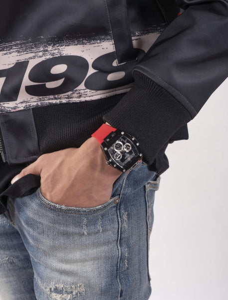  Shop Authentic Guess Phoenix Multifunction Black Dial Red Rubber Strap Watch for Men - GW0203G4 - Luxxuri