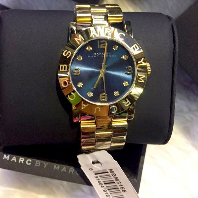  Shop Authentic Marc Jacobs Amy Blue Dial Gold Steel Strap Watch for Women - MBM3166 - Luxxuri