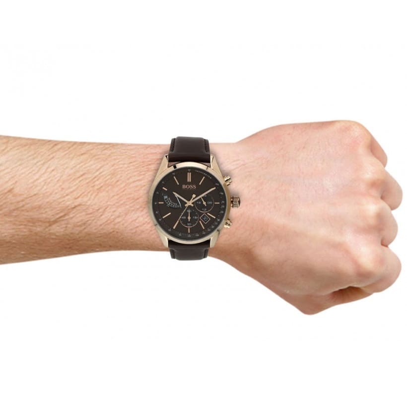  Shop Authentic Hugo Boss Grand Prix Brown Dial Brown Leather Strap Watch for Men - 1513605 - Luxxuri