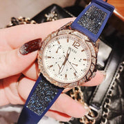  Shop Authentic Guess Swirl Analog Quartz White Dial Blue Rubber Strap Watch for Women - W1096L4 - Luxxuri