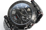  Shop Authentic Versace V-Racer Aion Chronograph Black Dial Black Leather Strap Watch for Men - VBR030017 - Luxxuri