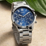  Shop Authentic Guess Hendrix Chronograph Blue Dial Silver Steel Strap Watch for Men - W1309G1 - Luxxuri