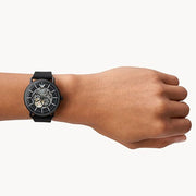  Shop Authentic Emporio Armani Meccanico Quartz Black Dial Black Leather Strap Watch For Men - AR60032 - Luxxuri