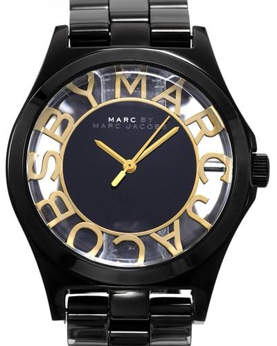  Shop Authentic Marc Jacobs Henry Transparent Black Dial Black Steel Strap Watch for Women - MBM3255 - Luxxuri