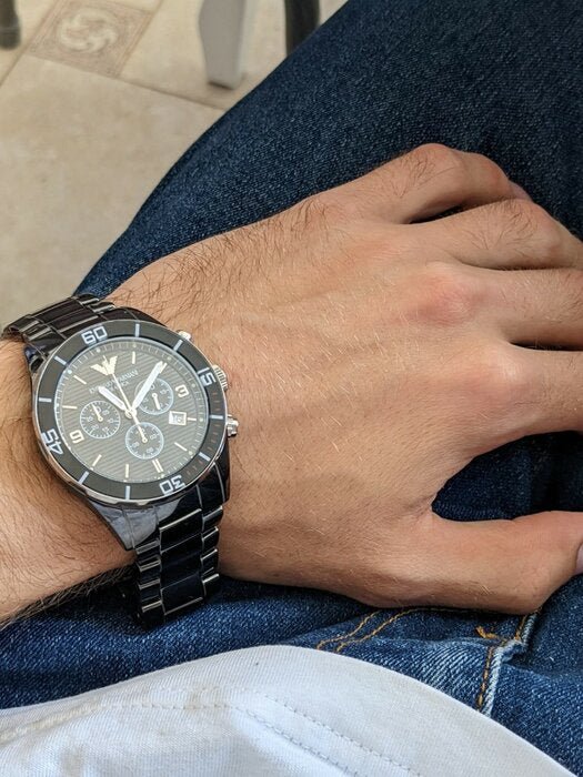  Shop Authentic Emporio Armani Black Ceramic Chronograph Black Dial Watch For Men - AR1421 - Luxxuri