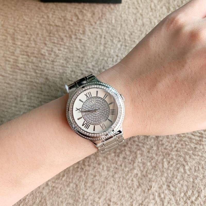  Shop Authentic Guess Madison Diamonds Silver Dial Silver Steel Strap Watch for Women - W0637L1 - Luxxuri
