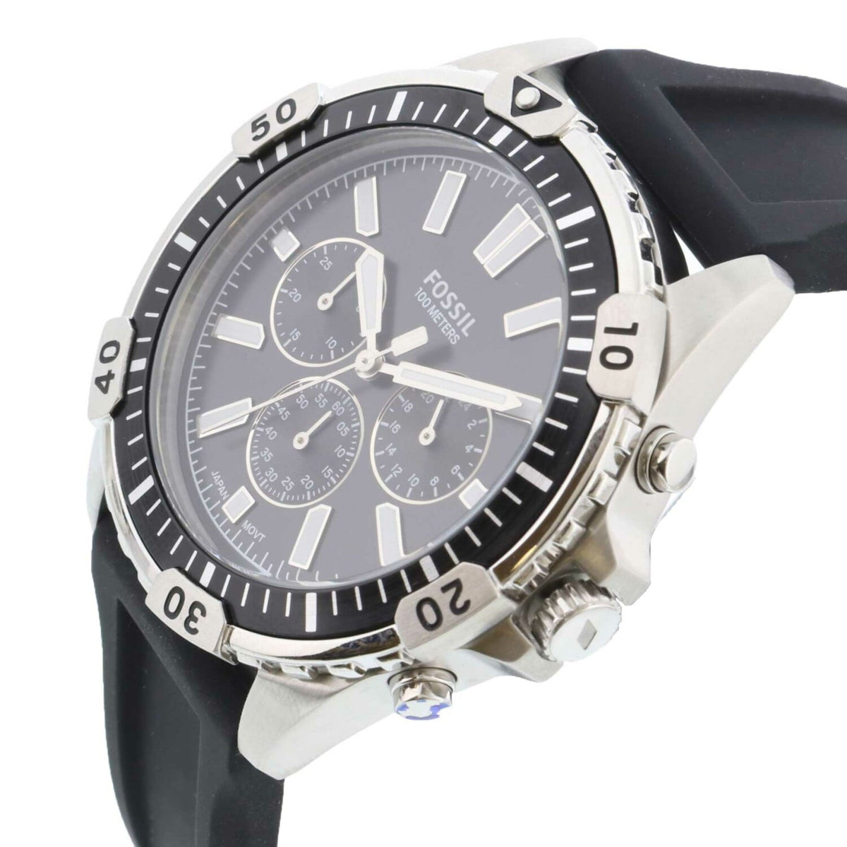  Shop Authentic Fossil Garrett Chronograph Black Dial Black Rubber Strap Watch for Men - FS5624 - Luxxuri