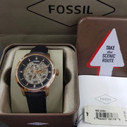  Shop Authentic Fossil Townsman Automatic Skeleton Black Dial Black Leather Strap Watch for Men - ME3084 - Luxxuri