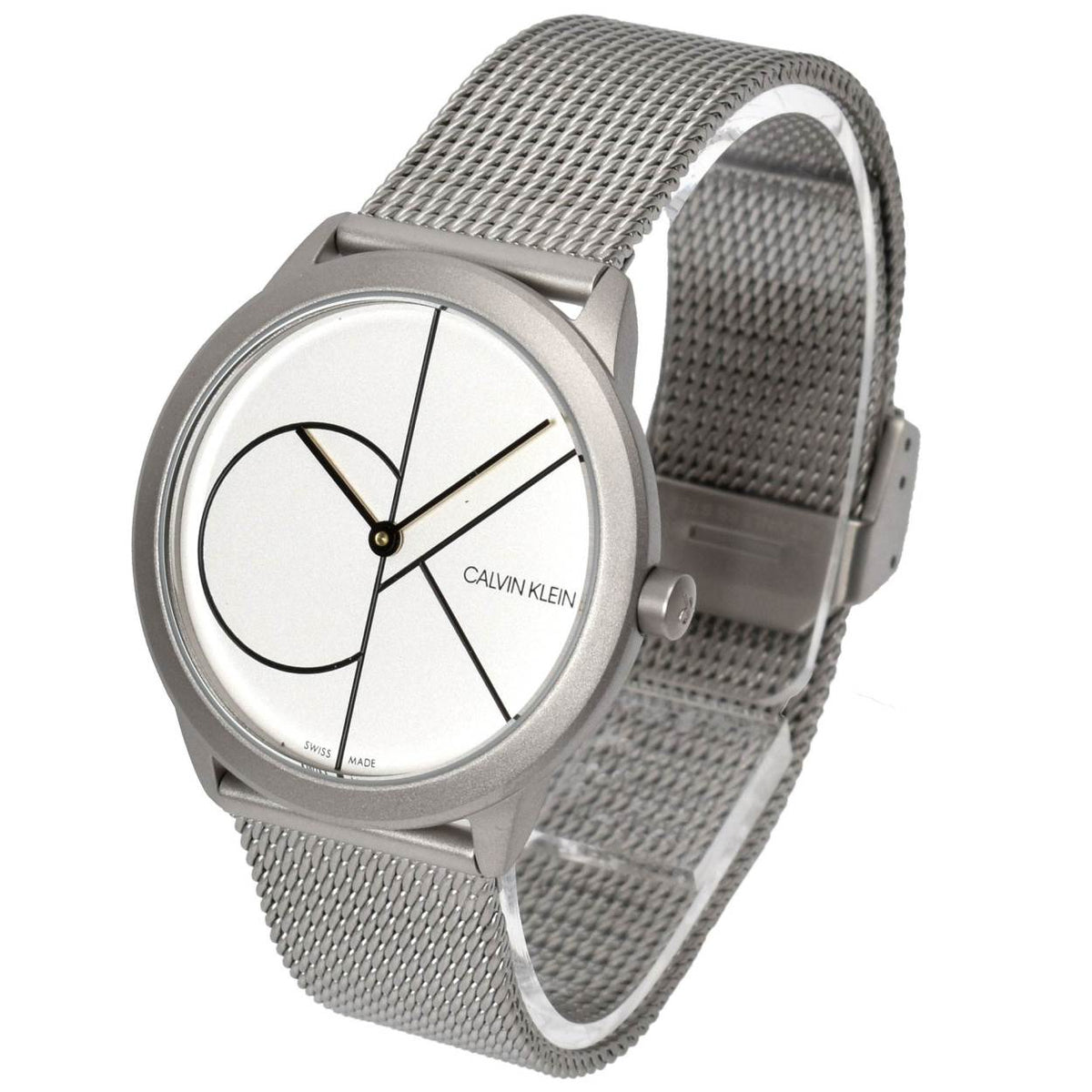  Shop Authentic Calvin Klein Minimal White Dial Silver Mesh Bracelet Watch for Women - K3M52152 - Luxxuri