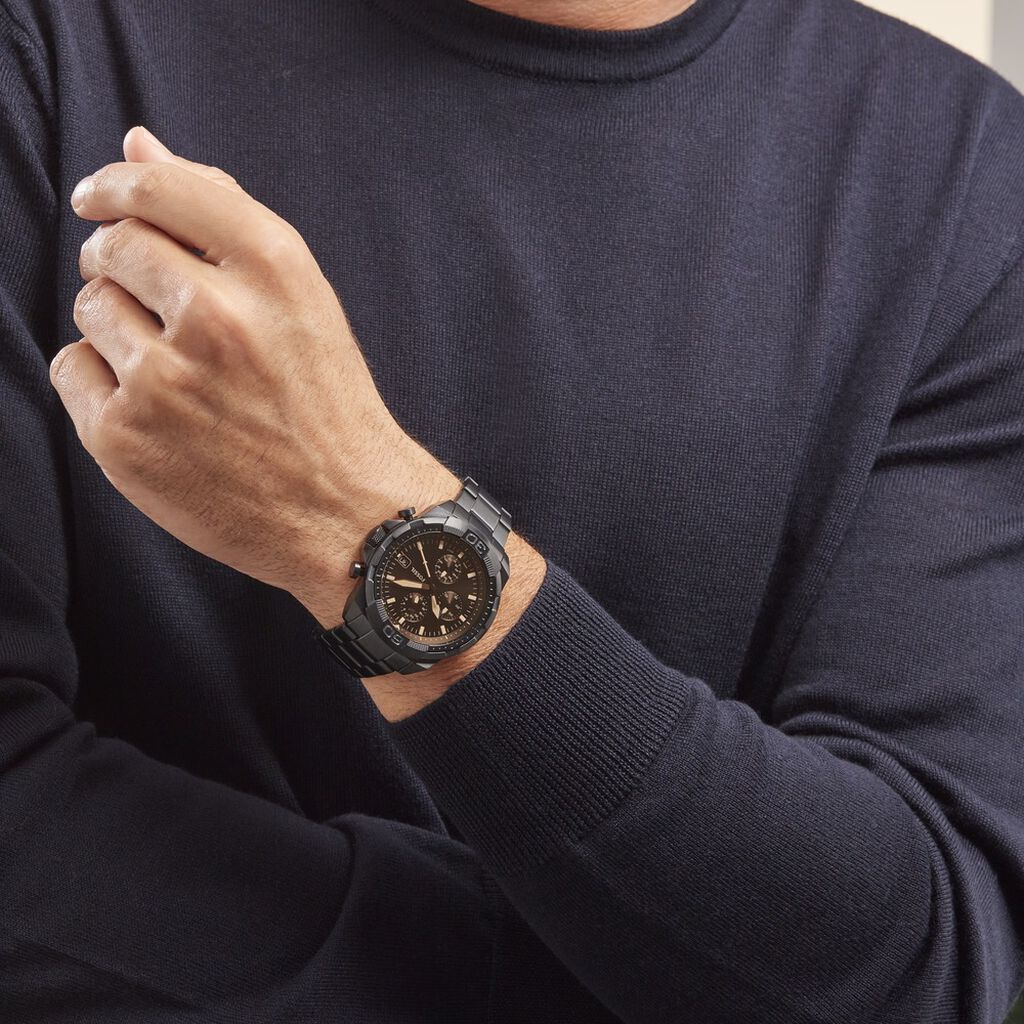  Shop Authentic Fossil Bronson Chronograph Black Dial Black Steel Strap Watch for Men - FS5851 - Luxxuri