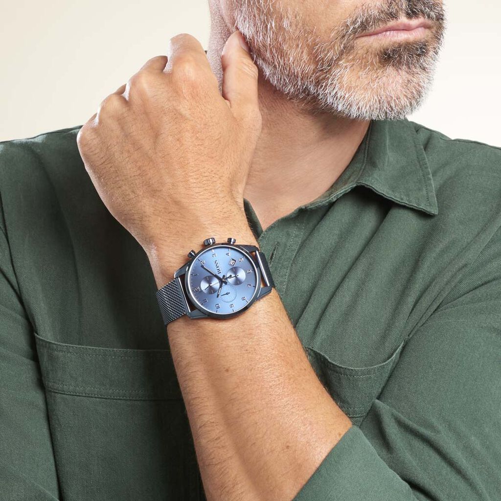  Shop Authentic Hugo Boss Navigator Chronograph Blue Dial Blue Mesh Bracelet Watch for Men - 1513538 - Luxxuri