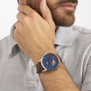  Shop Authentic Fossil Townsman Automatic Blue Dial Brown Leather Strap Watch for Men - ME3110 - Luxxuri