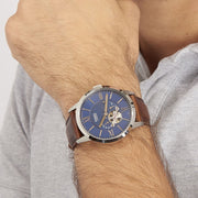  Shop Authentic Fossil Townsman Automatic Blue Dial Brown Leather Strap Watch for Men - ME3110 - Luxxuri