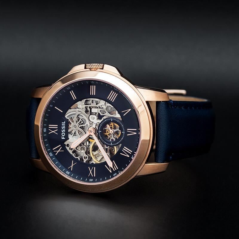  Shop Authentic Fossil Grant Mechanical Blue Dial Blue Leather Strap Watch for Men - ME3054 - Luxxuri