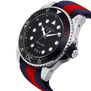  Shop Authentic Gucci Dive Black Dial Red & Blue Nylon Strap Watch For Men - YA136210 - Luxxuri